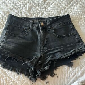 Black denim shorts